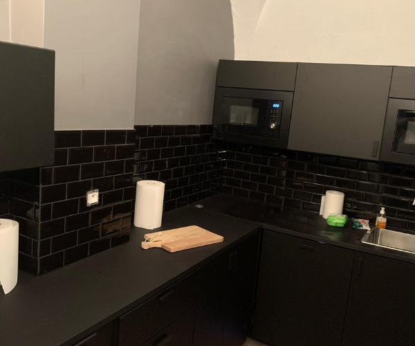 Cuisine rénovée avec électroménager intégré dans un appartement à Lyon